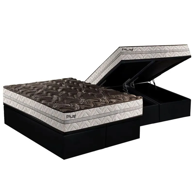 Conjunto Box Baú Queen: Colchão Espuma Paropas D33 Pasquale Plus + Base CRC Suede Black (158x198)