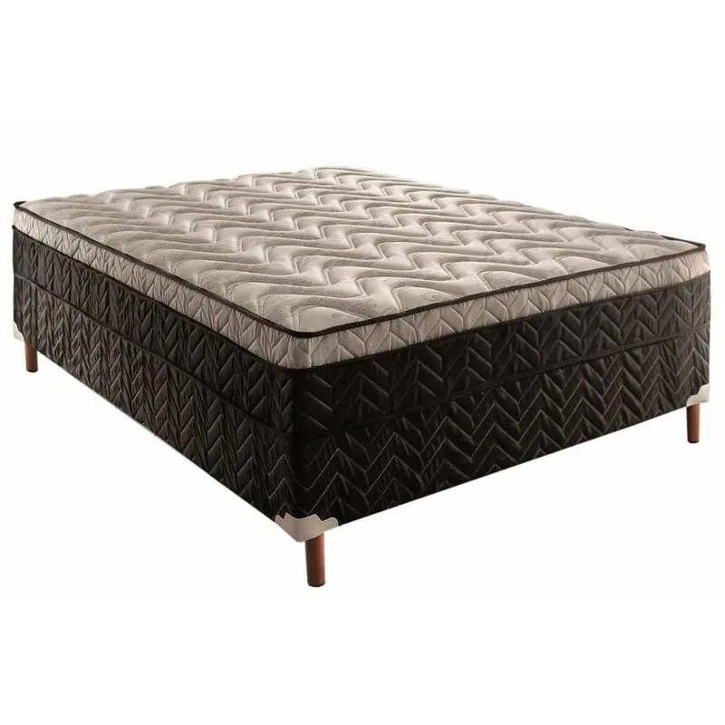 Cama Box Conjugado Casal: Colchão Ortopédico D33 Pasquale Pillow Black (138x188x48) Paropas