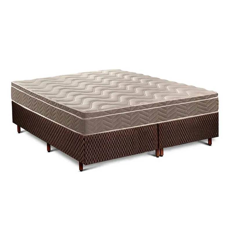 Cama Box Queen: Colchão Ortopédico Paropas D33/EP Anatômico Confort Ultra Firme + Base crc Fantasy Brown(158x198)