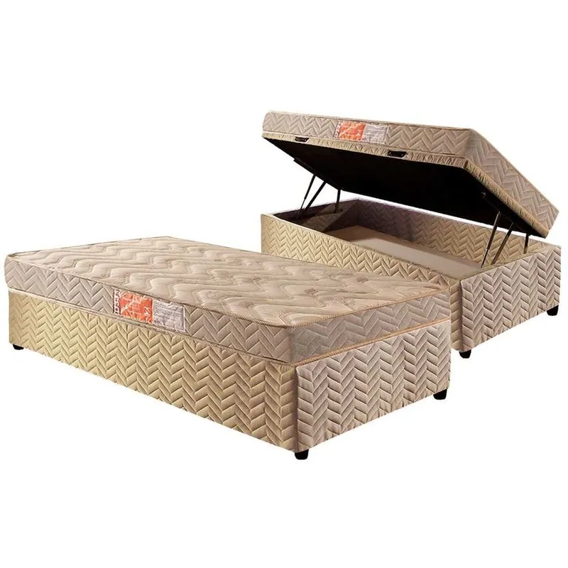 Conjunto Box Baú Solteiro: Colchão Espuma Paropas D33 Pasquale + Base crc Rústico Clean(88x188)