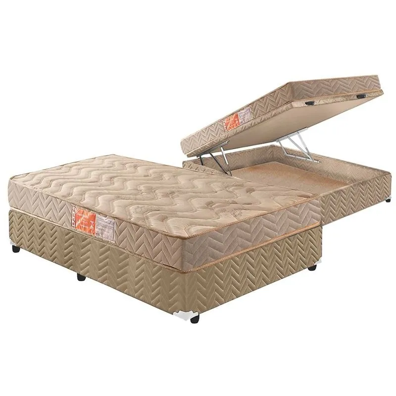 Cama Box Baú Casal: Colchão Espuma Paropas D33 Pasquale + Base CRC Rústico Clean(138x188)
