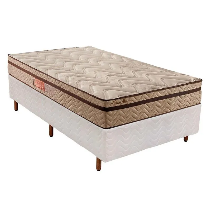 Cama Box Solteiro: Colchão Molas MasterPocket Ensacadas Paropas Marcelly Ibiza + Base crc Courano White(88x188)