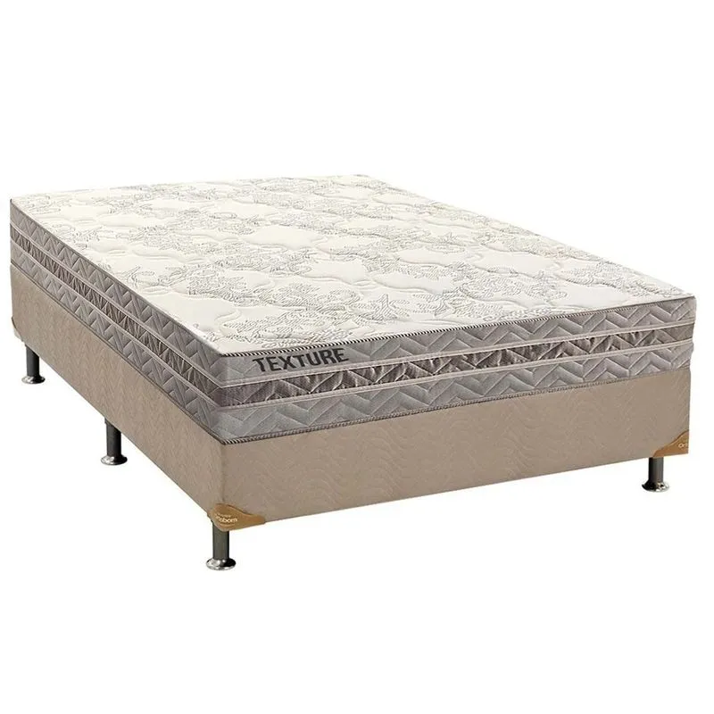 Cama Box Queen: Colchão Molas MasterPocket Ensacadas Paropas Texture + Base CRC Suede Clean(158x198)