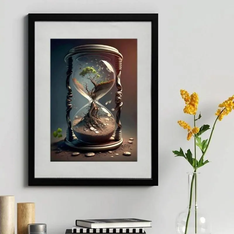 Quadro Decorativo Ampulheta Árvore 60X48Cm