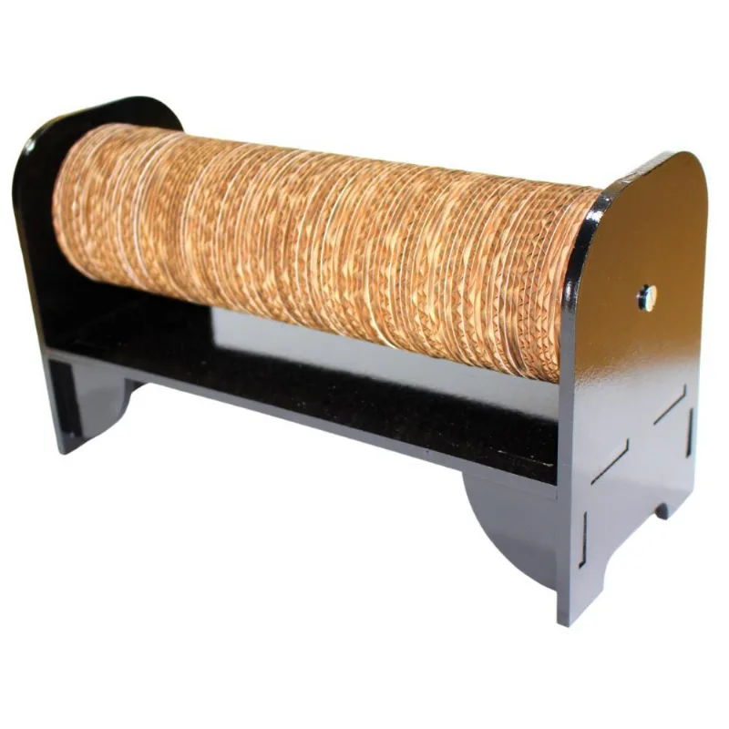 Arranhador De Chão Para Gatos Feito De Papelão Base Madeira