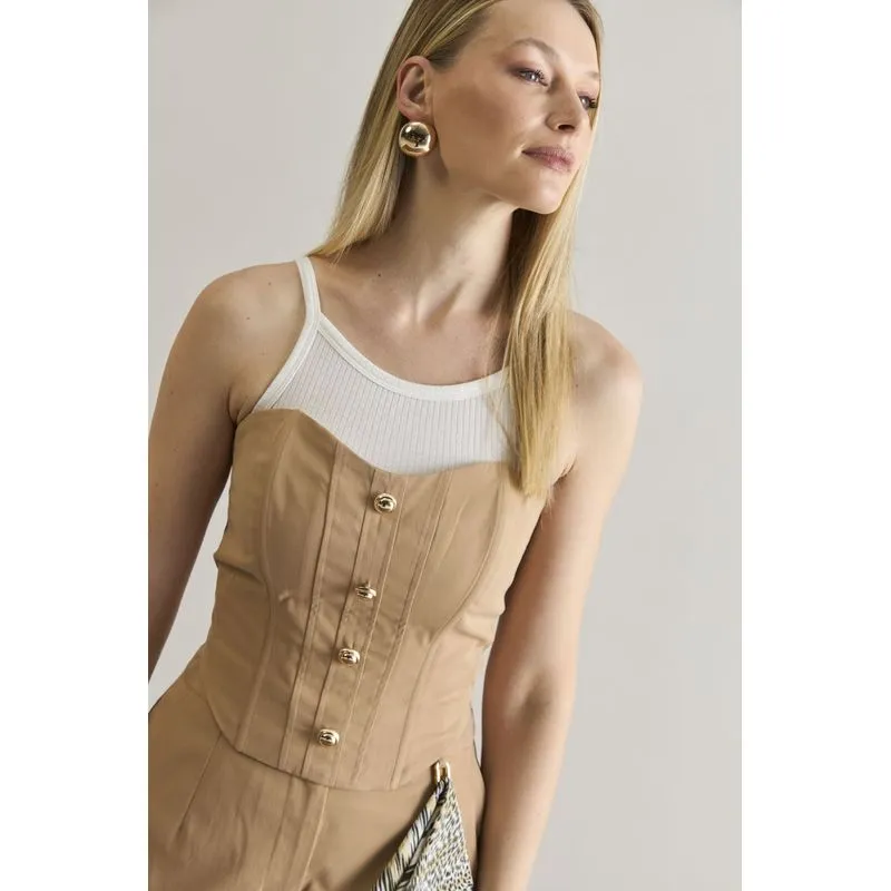 Top Corset Carlota Costa PP / BEGE (Tan TC) (16-1334)