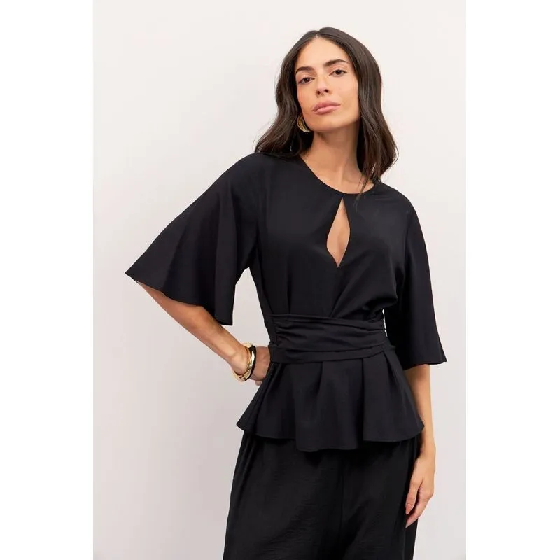 Blusa Amarração Costas Ritmi Studio GG / PRETO (Raven TC) (19-0000)