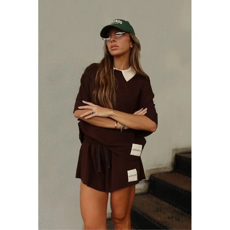 Short Básico Com Etiqueta Ritmi Studio P / MARROM (CHOCOLATE TORTE TCX