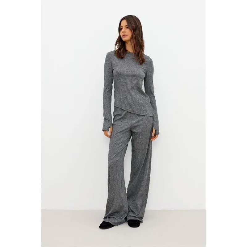 Calça Canelada Com Cós Elástico Ritmi Studio GG / CINZA (Limestone TC)