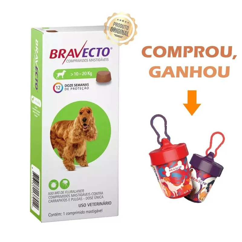 Antipulgas E Carrapatos Bravecto 10 A 20 Kg 500mg