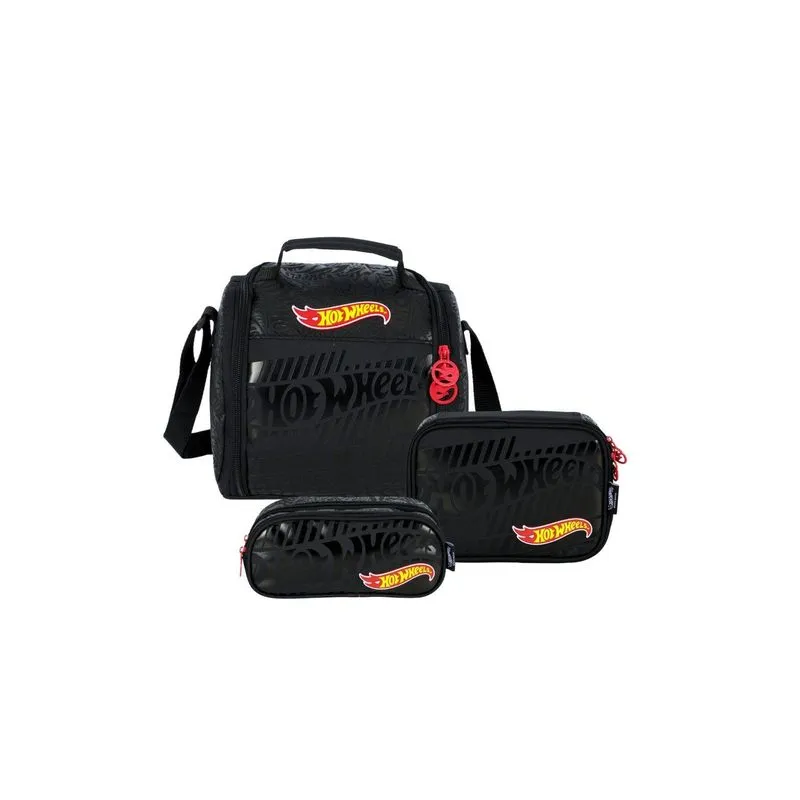 Kit Lancheira Térmica+estojo Box E Duplo Hot Wheels - Preto