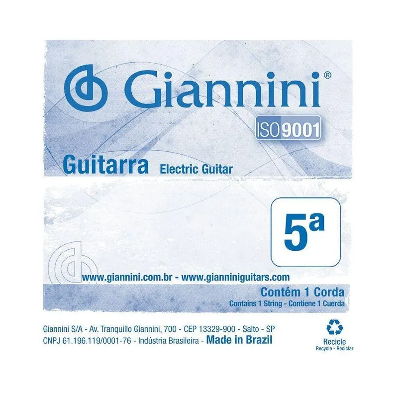 Corda Para Guitarra Gesgt9.5 Avulsa Nota A Tensão Normal Inox Giannini .032