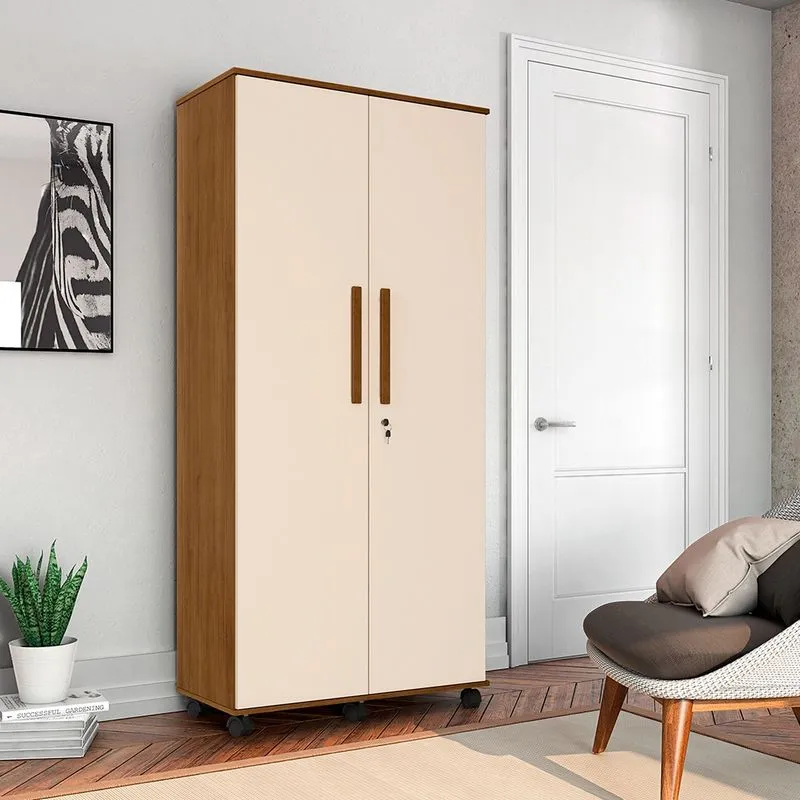 Guarda Roupa Solteiro com 2 Portas Gold Amêndoa/ Off White
