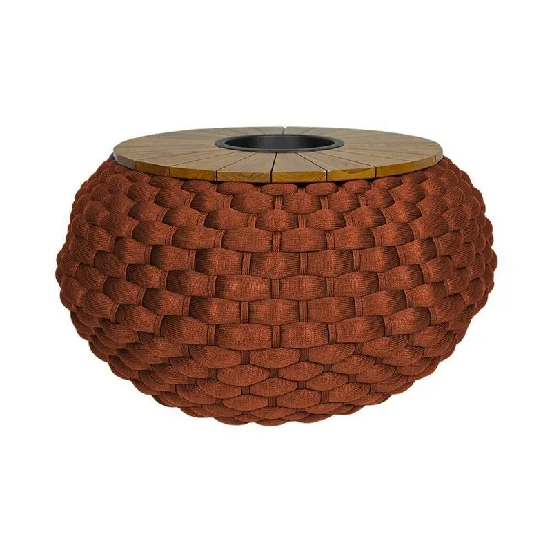 Mesa De Centro Tulum Tricô Náutico Terracota - Laranja