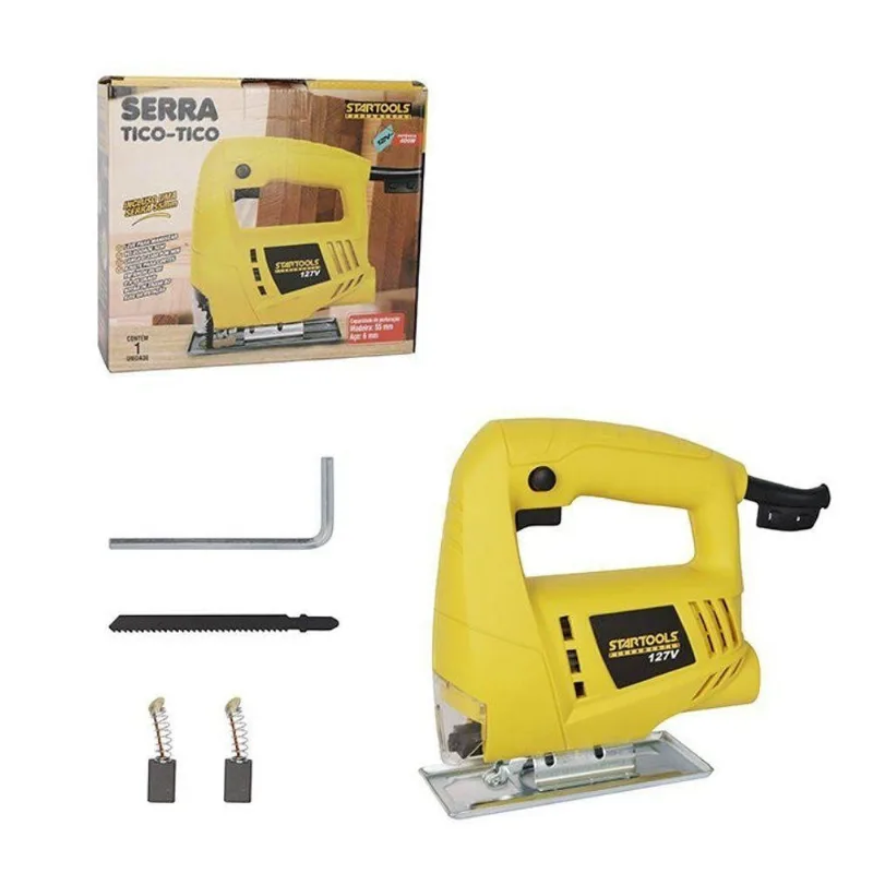 Serra Tico 110V 400 W para Madeira e Aço com Ajuste de Ângulo Preto Startools