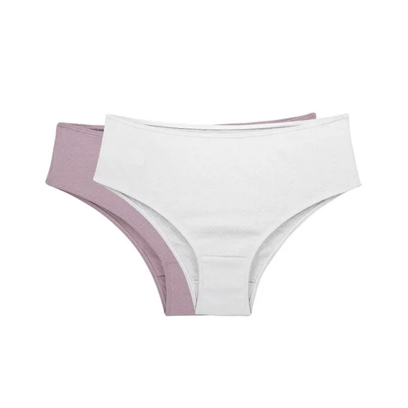 Kit 2 Calças Cavadas Branco/Rosa Retrô Love Secret 819303 Algodão