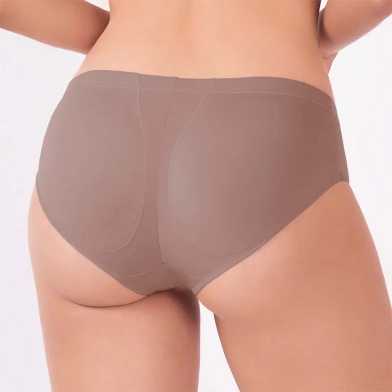 Calcinha Modeladora Cintura Alta com Enchimento Poliamida e Elastano Chocolate