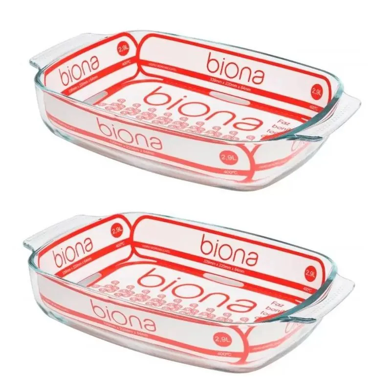 Kit Com 02 Travessa 2,9 L Vidro Borossilicato Biona Oxford