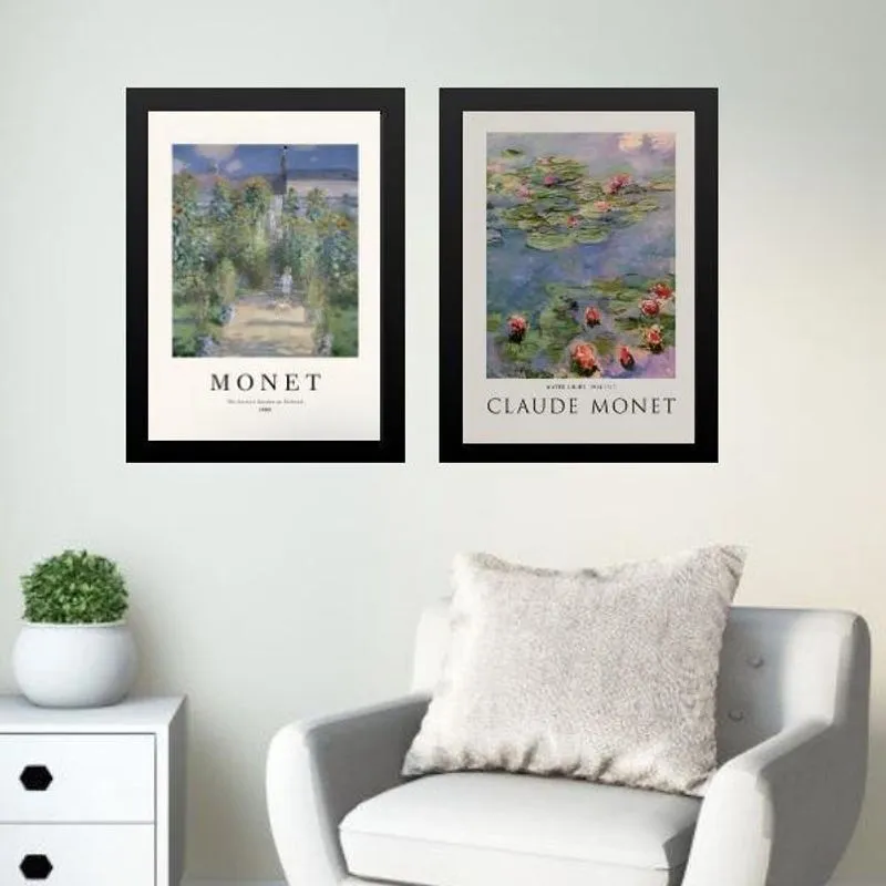 Kit 2 Quadros Posters Arte Claude Monet 24X18Cm