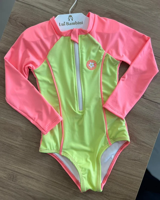 MAIÔ MANGA LONGA FLOR LOVE COM ZÍPER UV50+ MENINA KUKIE ROSA/AMARELO / 6