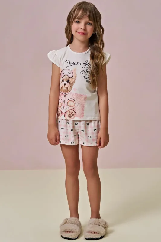 Conjunto Pijama Blusa e e Shorts em Malha Fresh Infanti