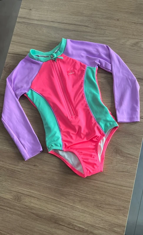 MAIÔ MANGA LONGA ZÍPER CORAÇÕES COLORS UV50+ MENINA INFANTI ROSA/LILÁS / 8