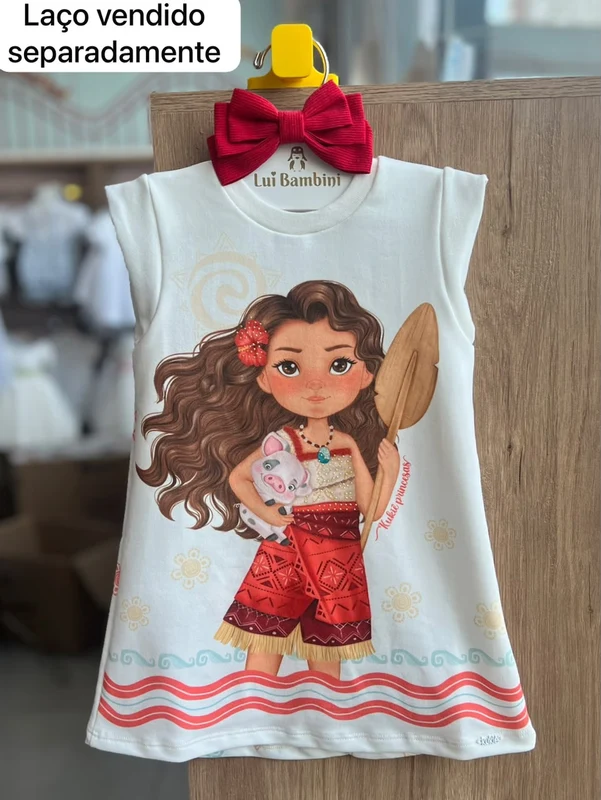 VESTIDO MANGA CURTA PRINCESA ILHA PORQUINHO STRASS ONDA MENINA KUKIÊ OFF / 10