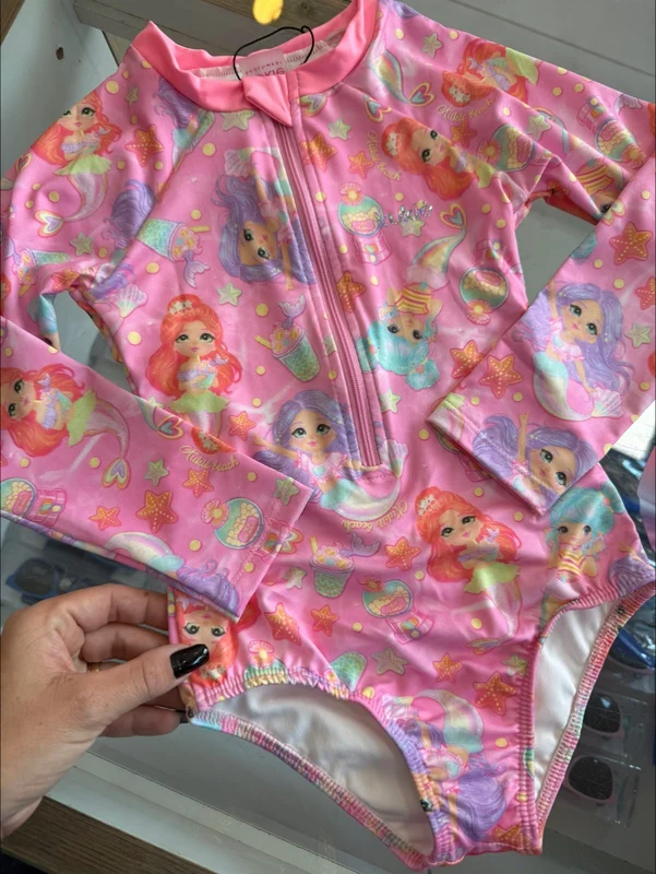MAIÔ MANGA LONGA SEREIA FUNDO DO MAR PROTEÇÃO UV50+ MENINA KUKIÊ ROSA / 12
