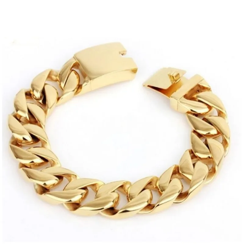 Pulseira Masculinha 18k Banhada A Ouro 18k Grossa Ostentacao