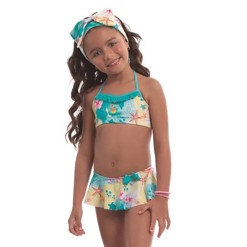 Biquíni Infantil Babadinhos Areia de Praia Azul Turquesa