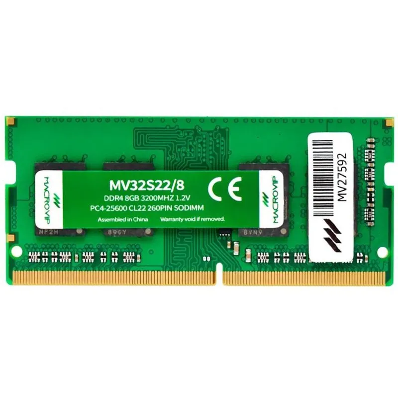 Memória Ram Para Notebook Macrovip 8gb Ddr4 3200mhz Mv32s22/8 Sodimm So-dimm 260-pin Cl22 1.2v Performance Upgrade Laptop