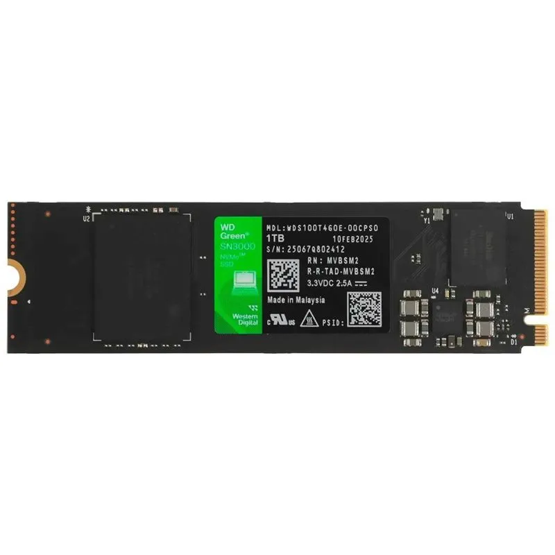 SSD Western Digital M.2 1TB WD Green SN3000 NVMe WDS100T4G0E Leitura Alta Velocidade PCIe Gen4 Interno Gamer PC Notebook