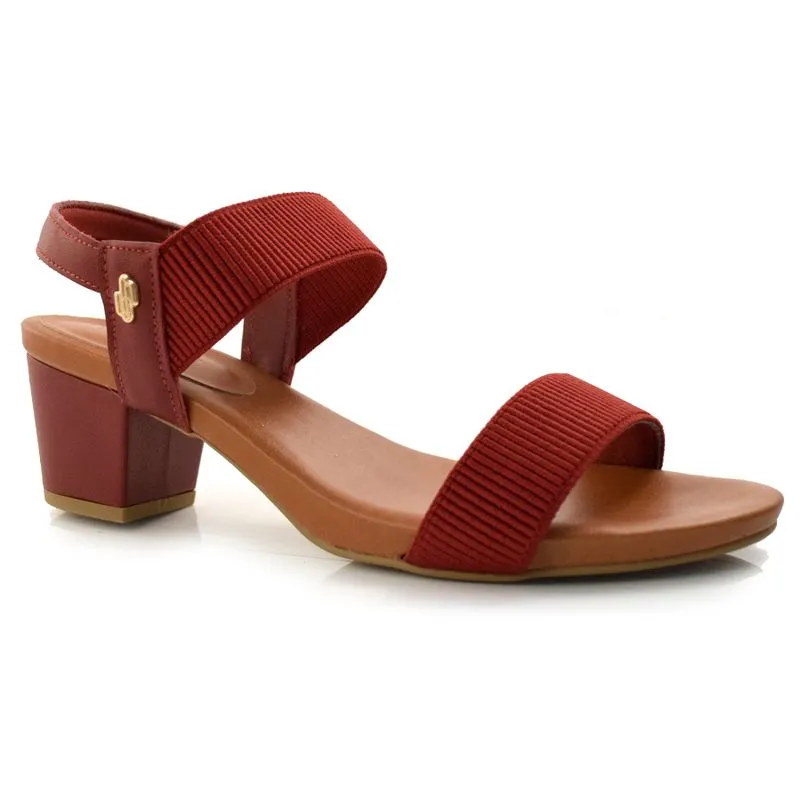 Sandália de Couro e Salto Baixo Usaflex Vermelho Y8204 39