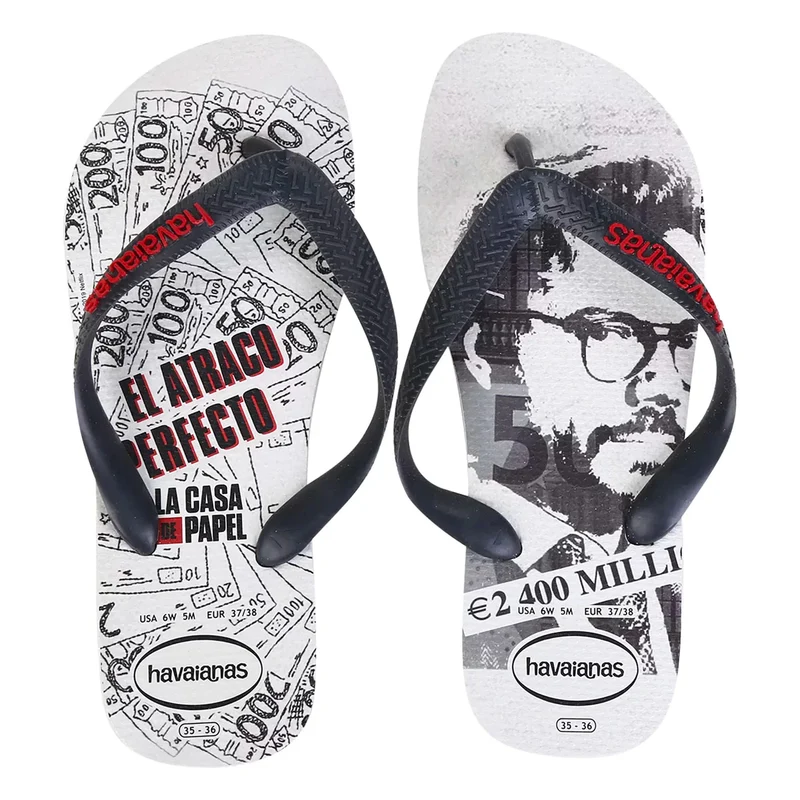 Havaianas La Casa De Papel Mens White Flip-Flops 45/46