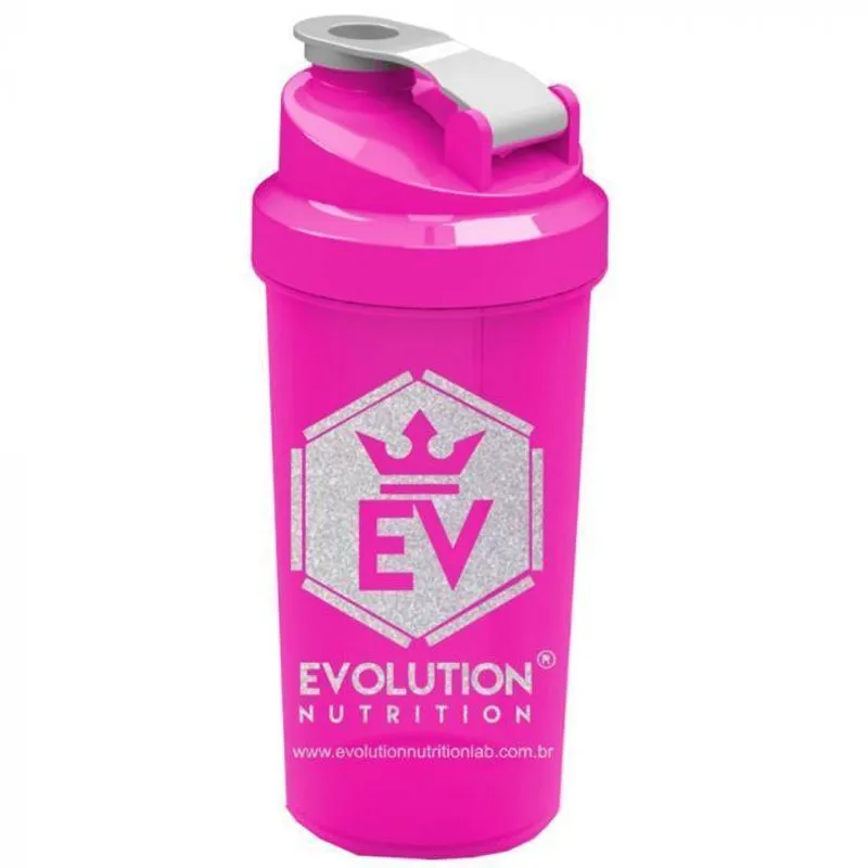 Coqueteleira Evolution Nutrition Rosa Com Glitter