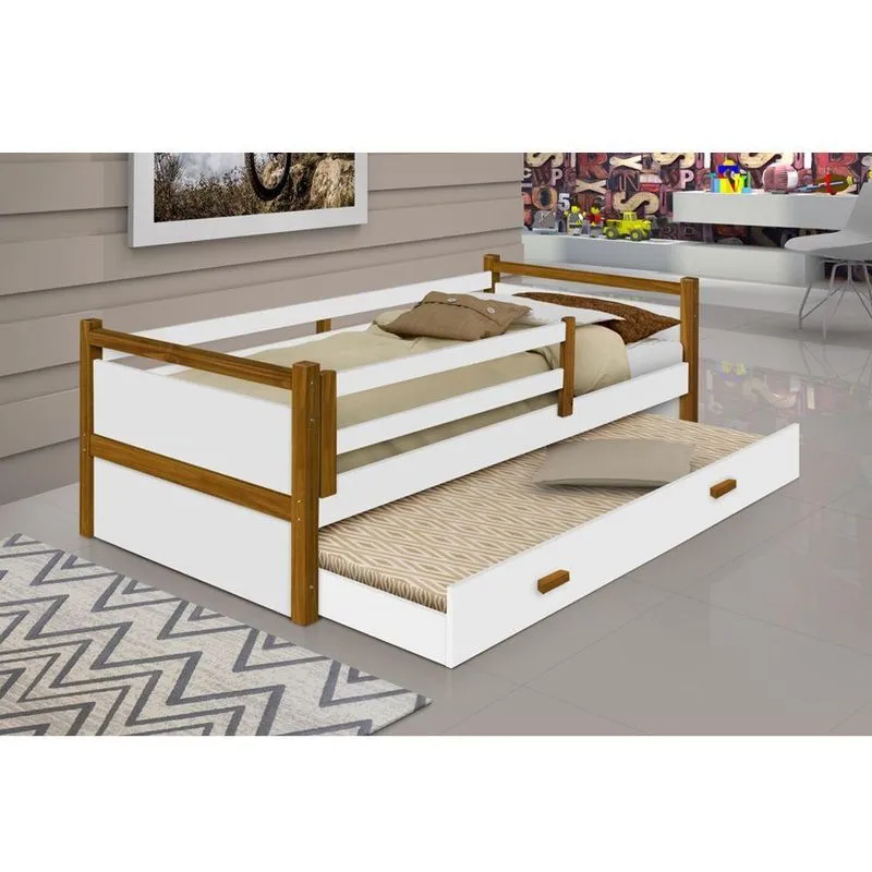 Beliche Babá Infantil Bianca Solteiro Branco/amêndoa Branco