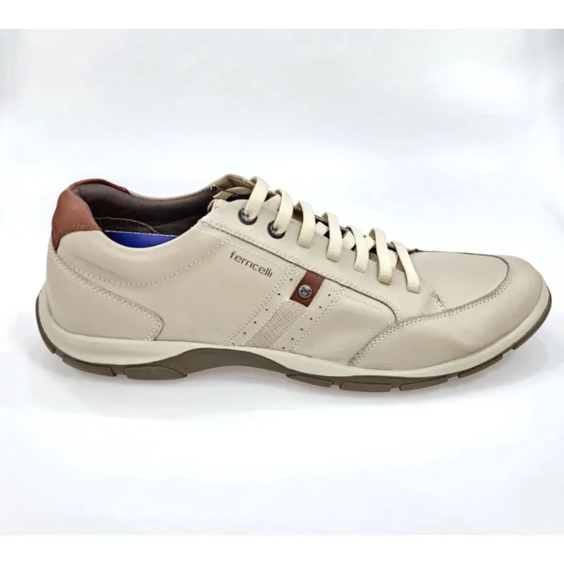 Sapatênis Couro Masculino Ferricelli New Soft Azera ii Palha