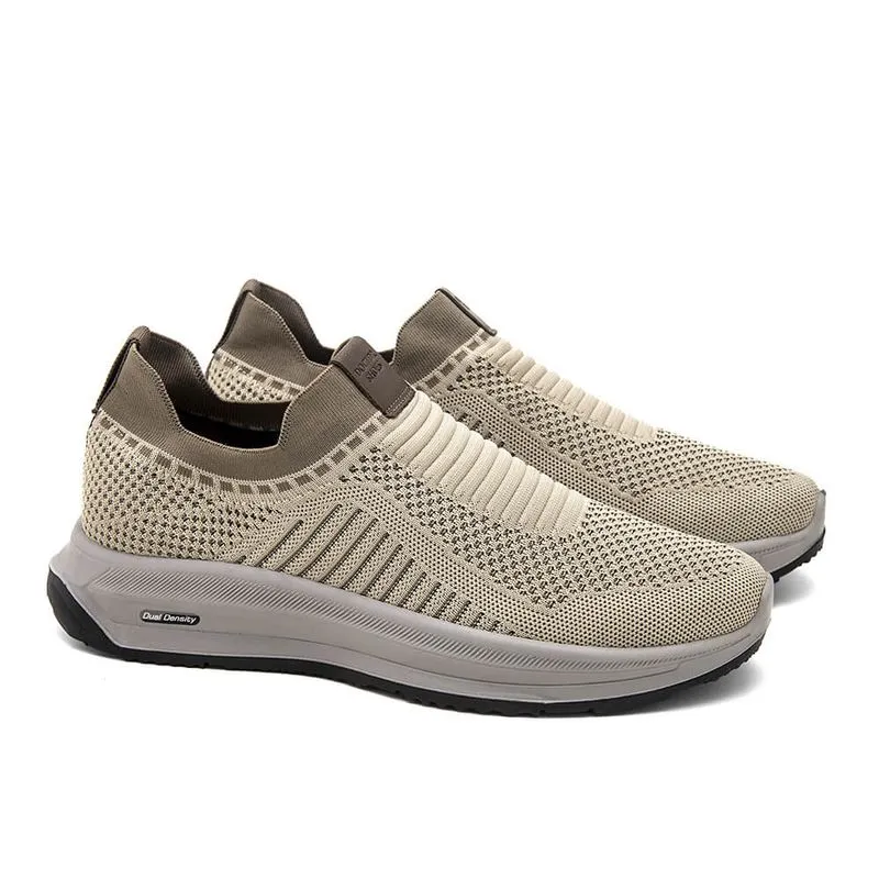 Tênis Meia Masculino Knit Bege – Sem Costura, Malha Respirável e Solado Gel Light - 60805 - 39