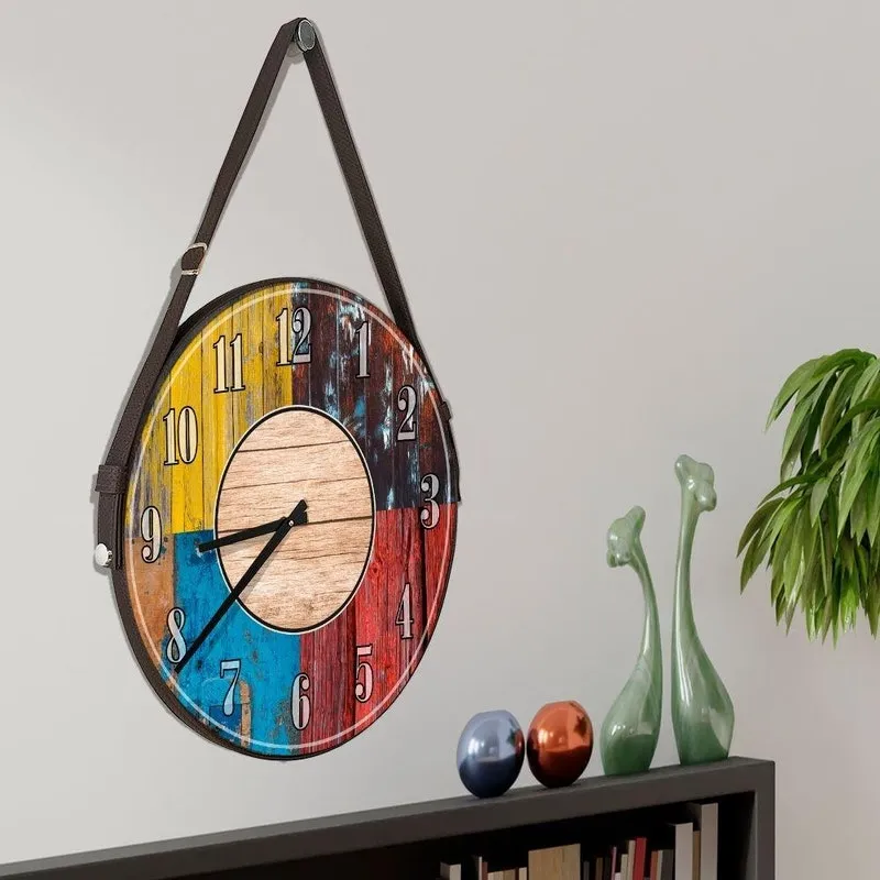 Relógio De Parede Premium Vintage Colorido Pátina Com Alça 3