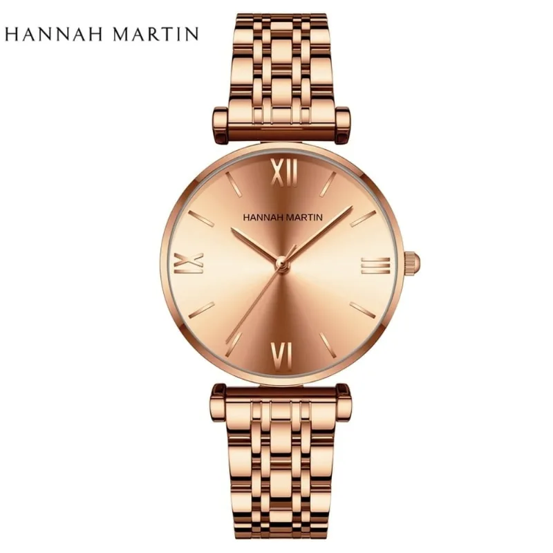 Relógio Feminino Aço Inoxidável Hanna Martin 2035 À Prova D'água Bronze