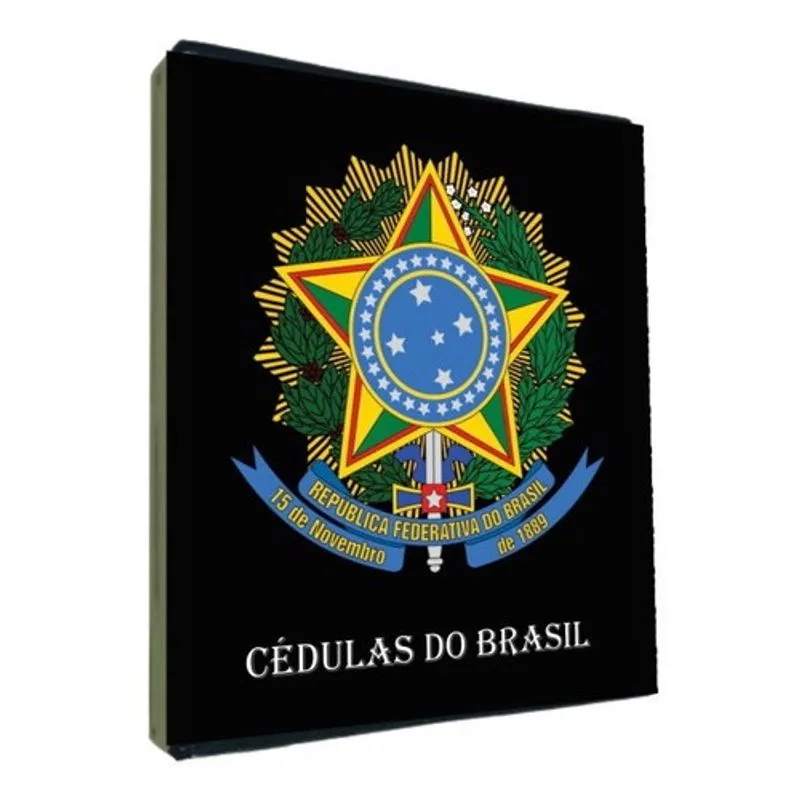 Álbum Fichário Notas Cédulas + 10 Folhas Acetato 3 Divisoes