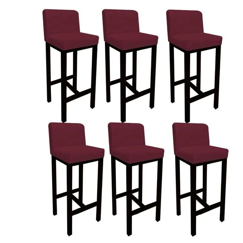Kit 06 Banquetas Bia Suede Bordô