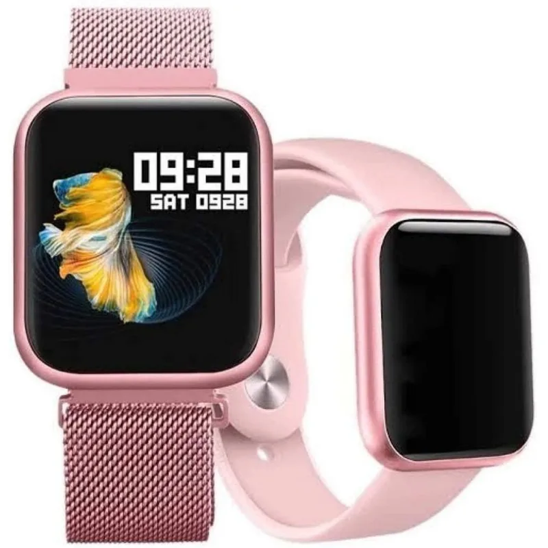 Relógio Inteligente Smartwatch P80 Original 2 Pulseiras Rosa