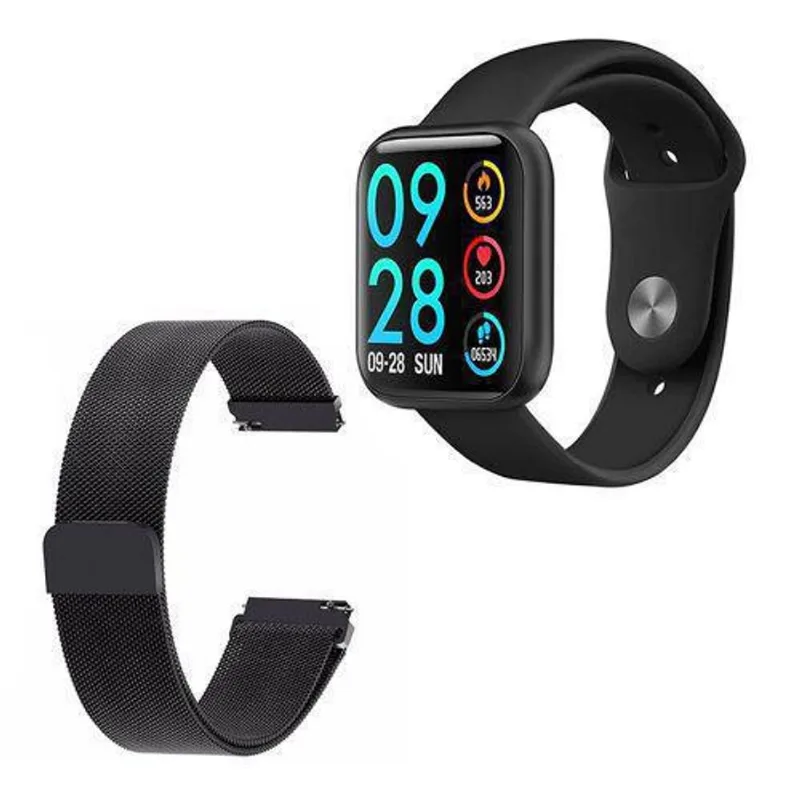 Smartwatch P80 Bluetooth 4.0 Com Duas Pulseiras Preto