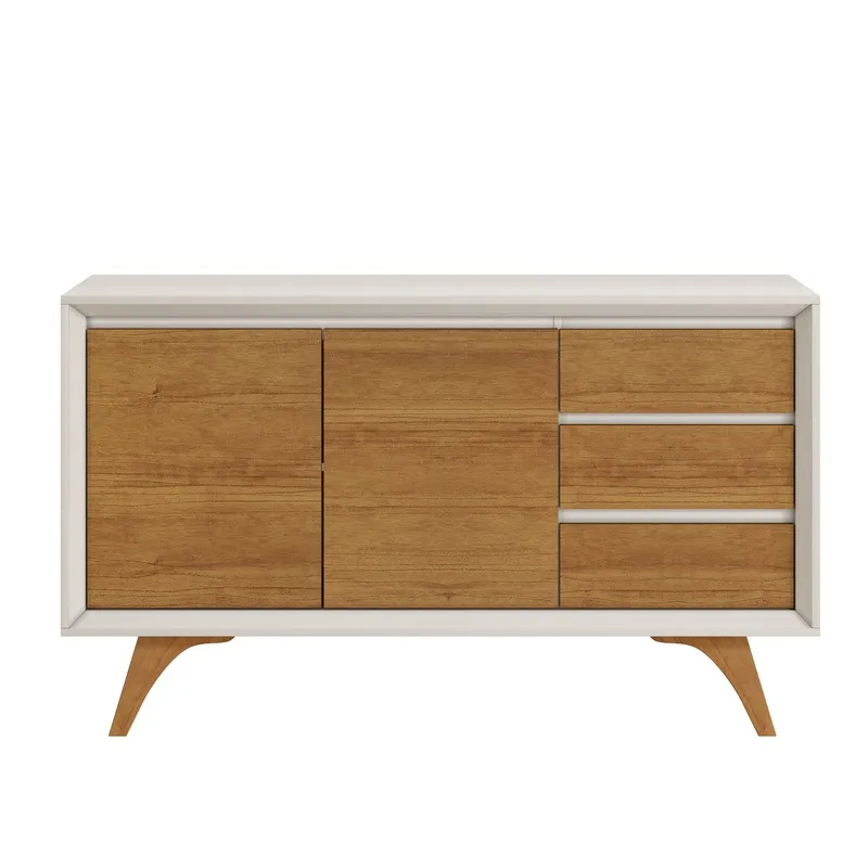 Buffet para Sala de Jantar 2 Portas Moderno - Vertex-Off White/Naturale - Mavau Móveis