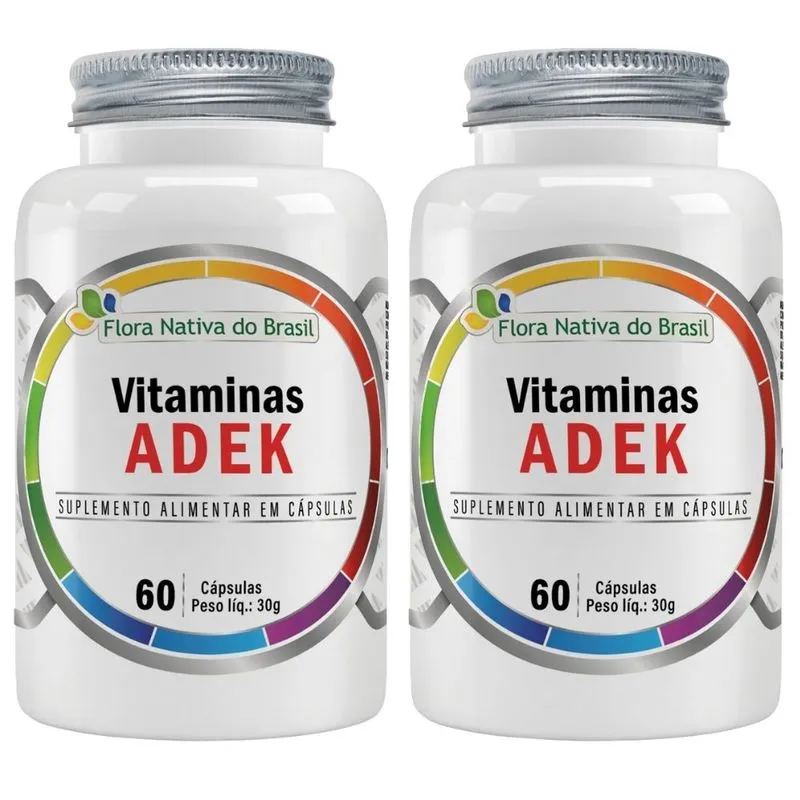 Kit 2x Vitaminas ADEK - 60 Cápsulas - Flora Nativa