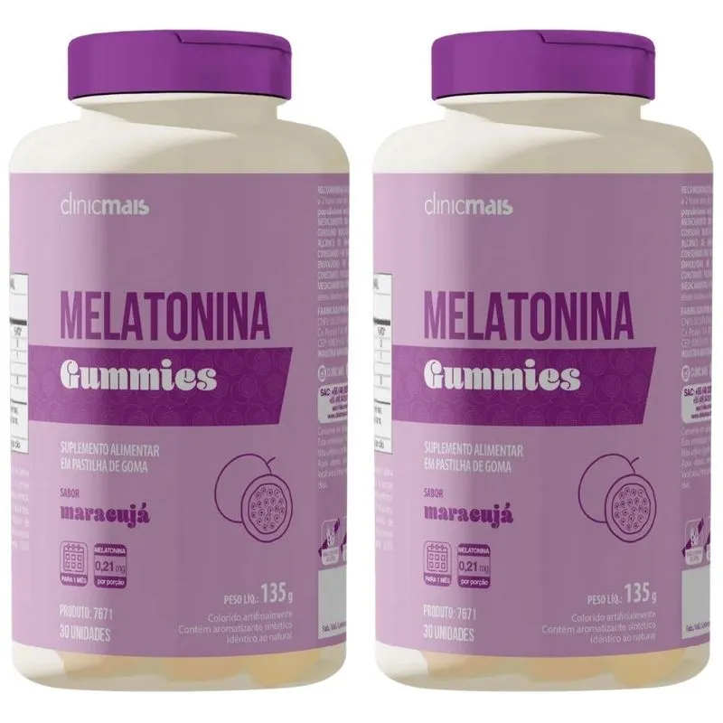 KIT 2X Melatonina Gummie 30 gomas - Clinicmais