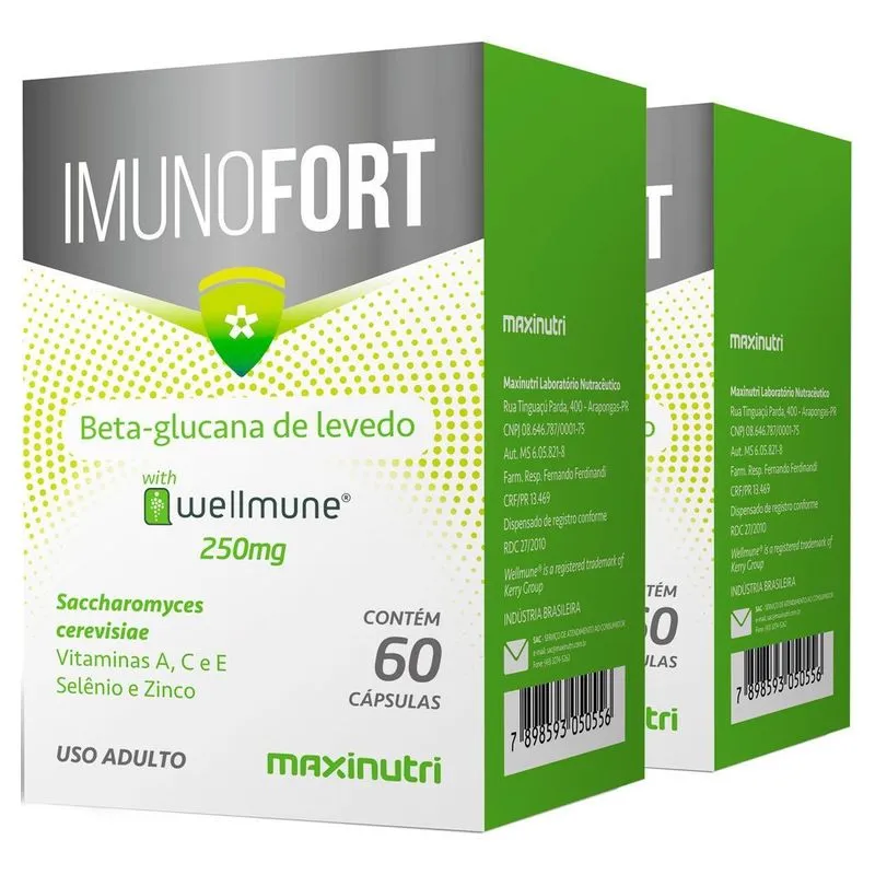 2 Imunofort Wellmune + Vitaminas Minerais 60 Cáps Maxinutri