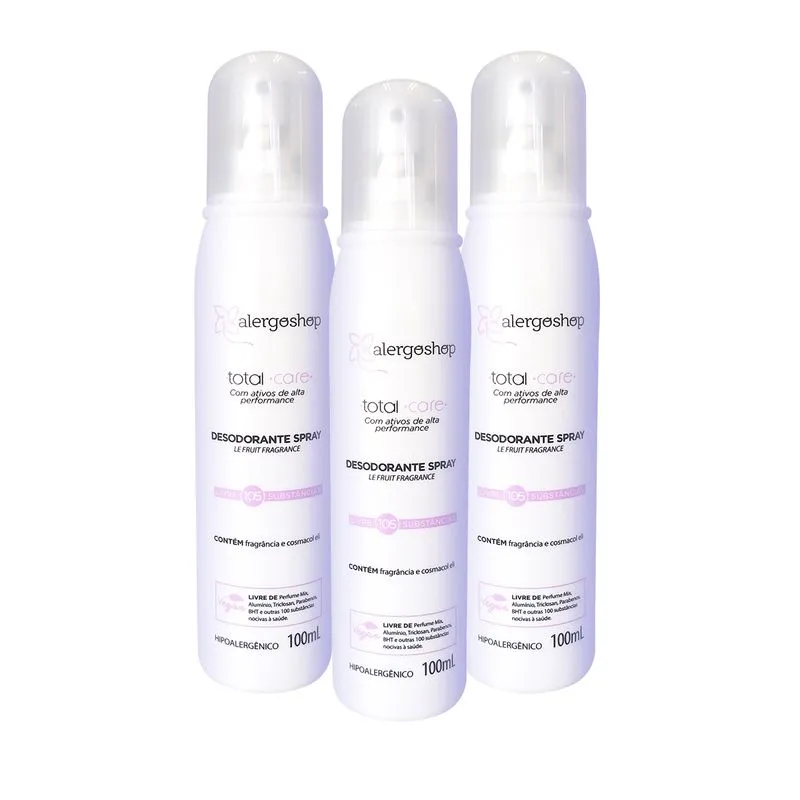 Kit Desodorante Spray Feminino Total Care 100ml Cada 3 Unidades