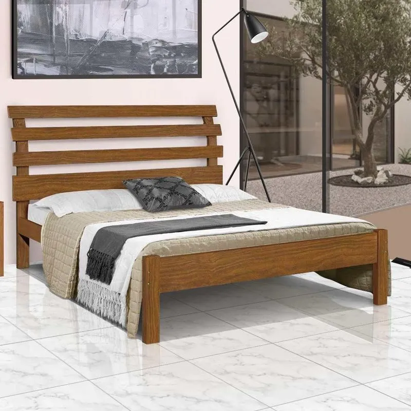 Cama Casal Madeira Maciça Imbuia Rebeca Atraente